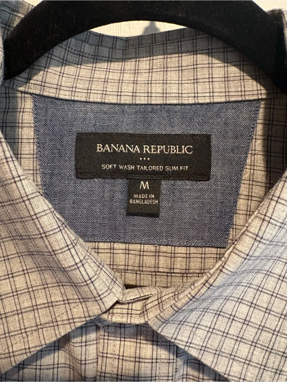 Banana Republic Men's Light Gray Micro-Check Dress Shirt